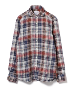 ▲Brilla per il gusto / リネンマドラスチェック カッタウェイカラーシャツ（ALBINI fabric）◎