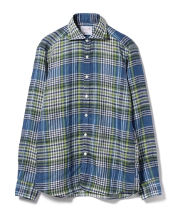 ▲Brilla per il gusto / リネンマドラスチェック カッタウェイカラーシャツ（ALBINI fabric）◎