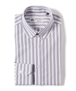 ▲Brilla per il gusto / オルタネイトストライプ ラウンドタブカラーシャツ（THOMAS MASON fabric）◎