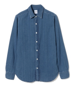 ▲BOLZONELLA / デニム ヘリンボーン レギュラーカラーシャツ