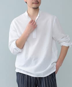 GUY ROVER × Brilla per il gusto / 別注 シアサッカー プルオーバー バンドカラーシャツ