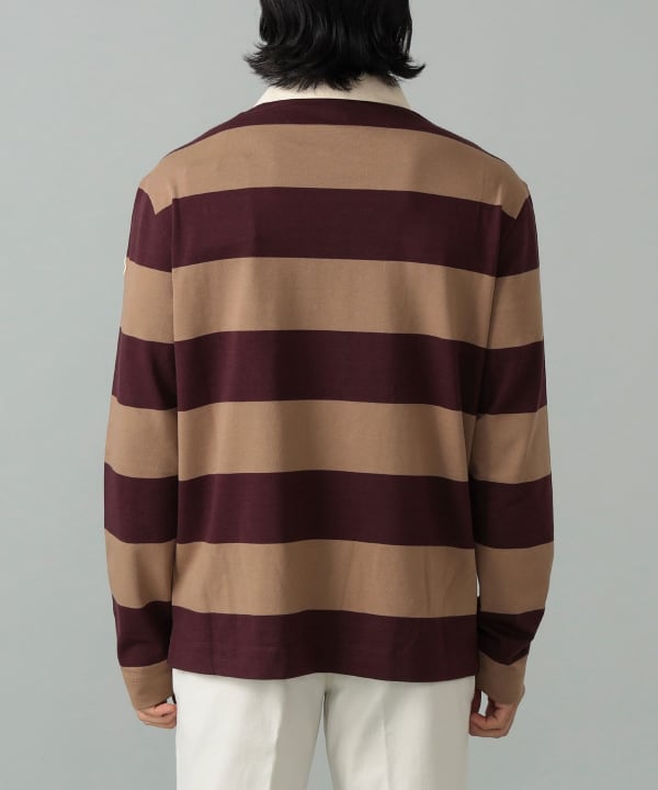MONCLER / 棉质条纹长袖 Polo 衫 模特：身高 181 厘米 尺码：L