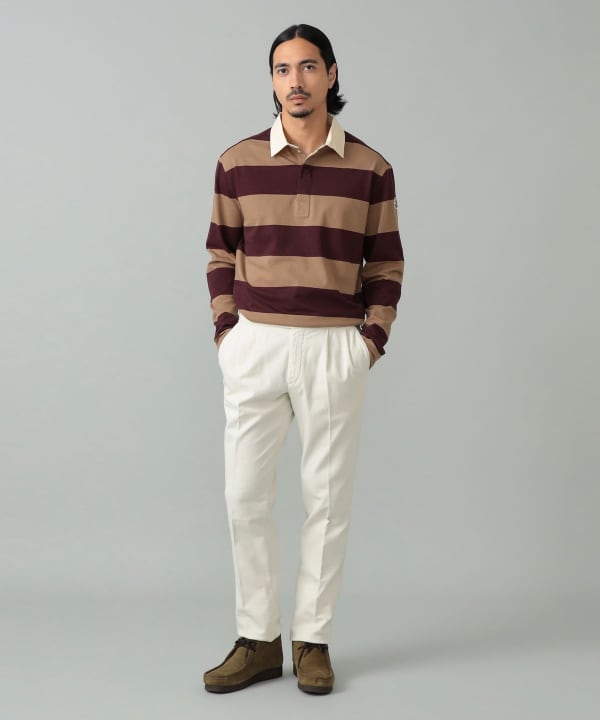MONCLER / 棉质条纹长袖 Polo 衫 模特：身高 181 厘米 尺码：L