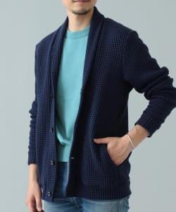 SEA GREEN / ワッフル ショールカラー カーディガン