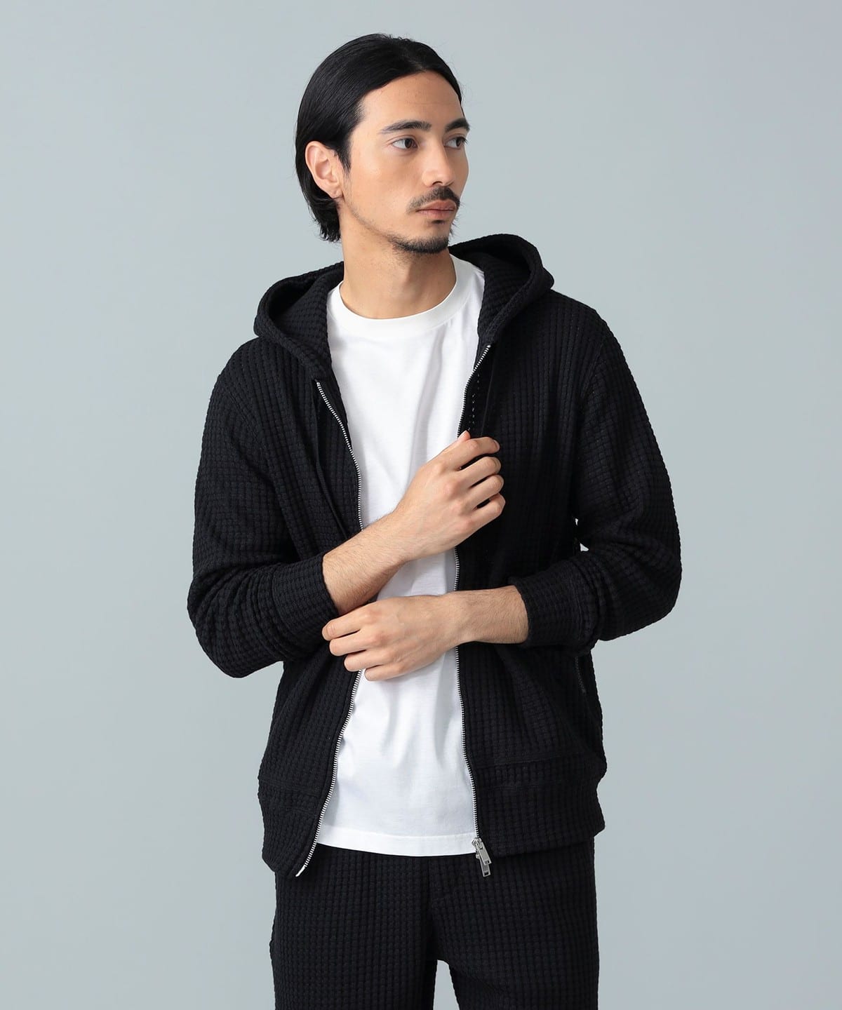 SEA GREEN シーグリーン / ワッフル ジップアップ パーカ トップス MEN BLACK 2 SEA GREEN シーグリーン / ワッフル ジップアップ パーカ トップス MEN BLACK 2