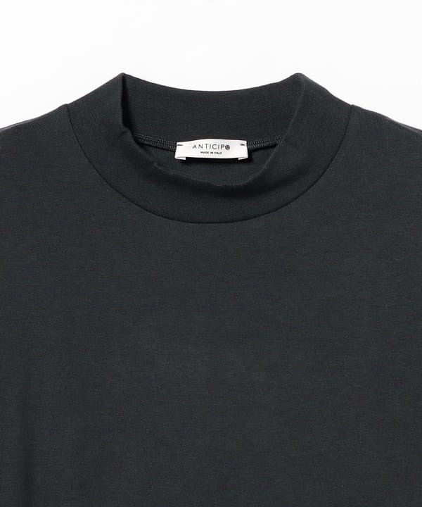 ANTICIPO / コットンジャージ ロングスリーブ モックネック Tシャツ