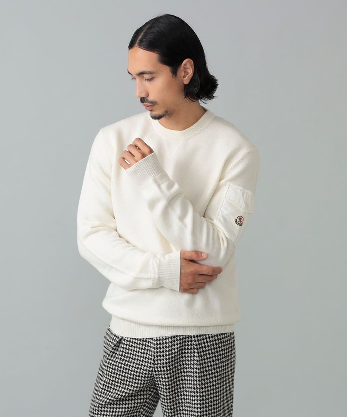 MONCLER ボーダー柄 クルーネック 長袖カットソー薄いニット Brilla per il gusto（ブリッラ ペル イル グスト）MONCLER / ウール