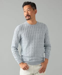 GRAN SASSO / リネンコットン ケーブル クルーネックニット