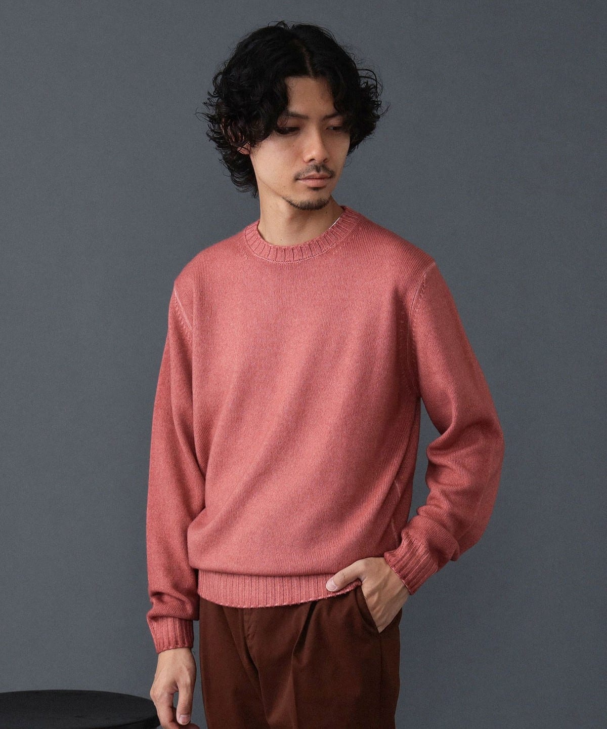 FILIPPO DE LAURENTIIS フィリッポ デ ローレンティス / ウールカシミヤ クルーネックニット トップス MEN PINK/N300 48 FILIPPO DE LAURENTIIS フィリッポ デ ローレンティス / ウールカシミヤ クルーネックニット トップス MEN PINK/N300 48