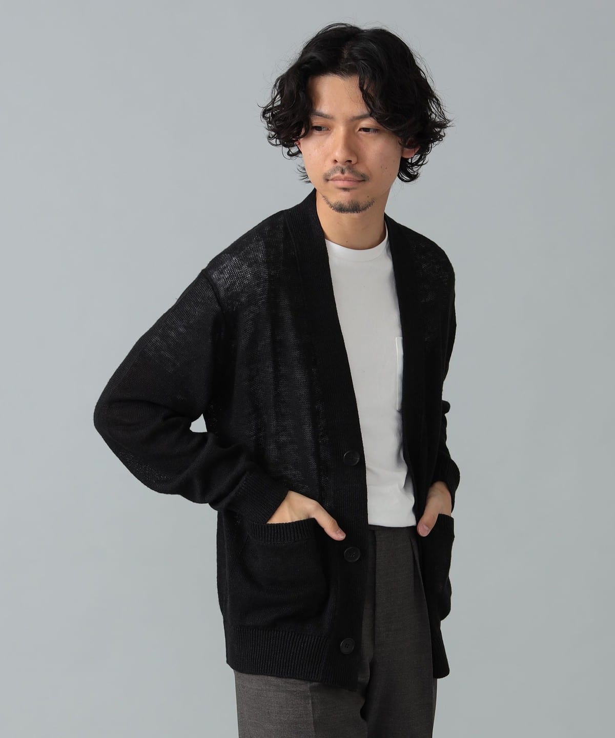 FILIPPO DE LAURENTIIS フィリッポ デ ローレンティス / リネンシルク カーディガン トップス MEN BLACK/990 48 FILIPPO DE LAURENTIIS フィリッポ デ ローレンティス / リネンシルク カーディガン トップス MEN BLACK/990 48