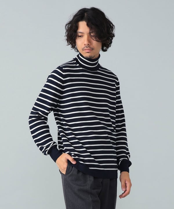 GRAN SASSO / 12 gauge striped turtleneck knit