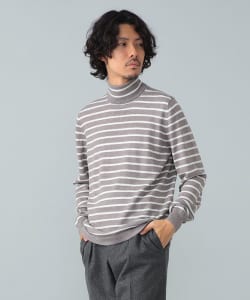 【+15%ポイントUP】GRAN SASSO / 12ゲージ ボーダー タートルネックニット