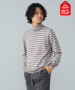 【+15%ポイントUP】GRAN SASSO / 12ゲージ ボーダー タートルネックニット