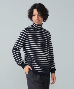 【+15%ポイントUP】GRAN SASSO / 12ゲージ ボーダー タートルネックニット
