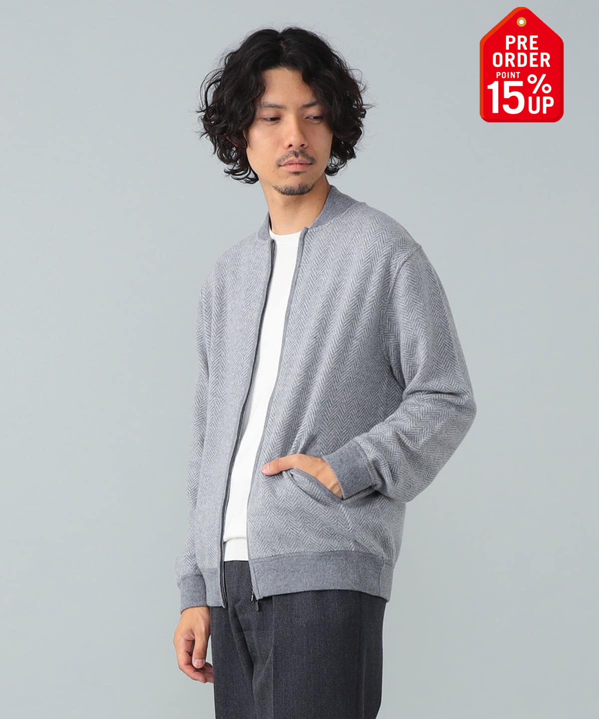 【+15%ポイントUP】FILIPPO DE LAURENTIIS フィリッポ デ ローレンティス / 12ゲージ ウールカシミヤ ヘリンボーン ジップアップニット トップス MEN GREY/9092 46 【+15%ポイントUP】FILIPPO DE LAURENTIIS フィリッポ デ ローレンティス / 12ゲージ ウールカシミヤ ヘリンボーン ジップアップニット トップス MEN GREY/9092 46