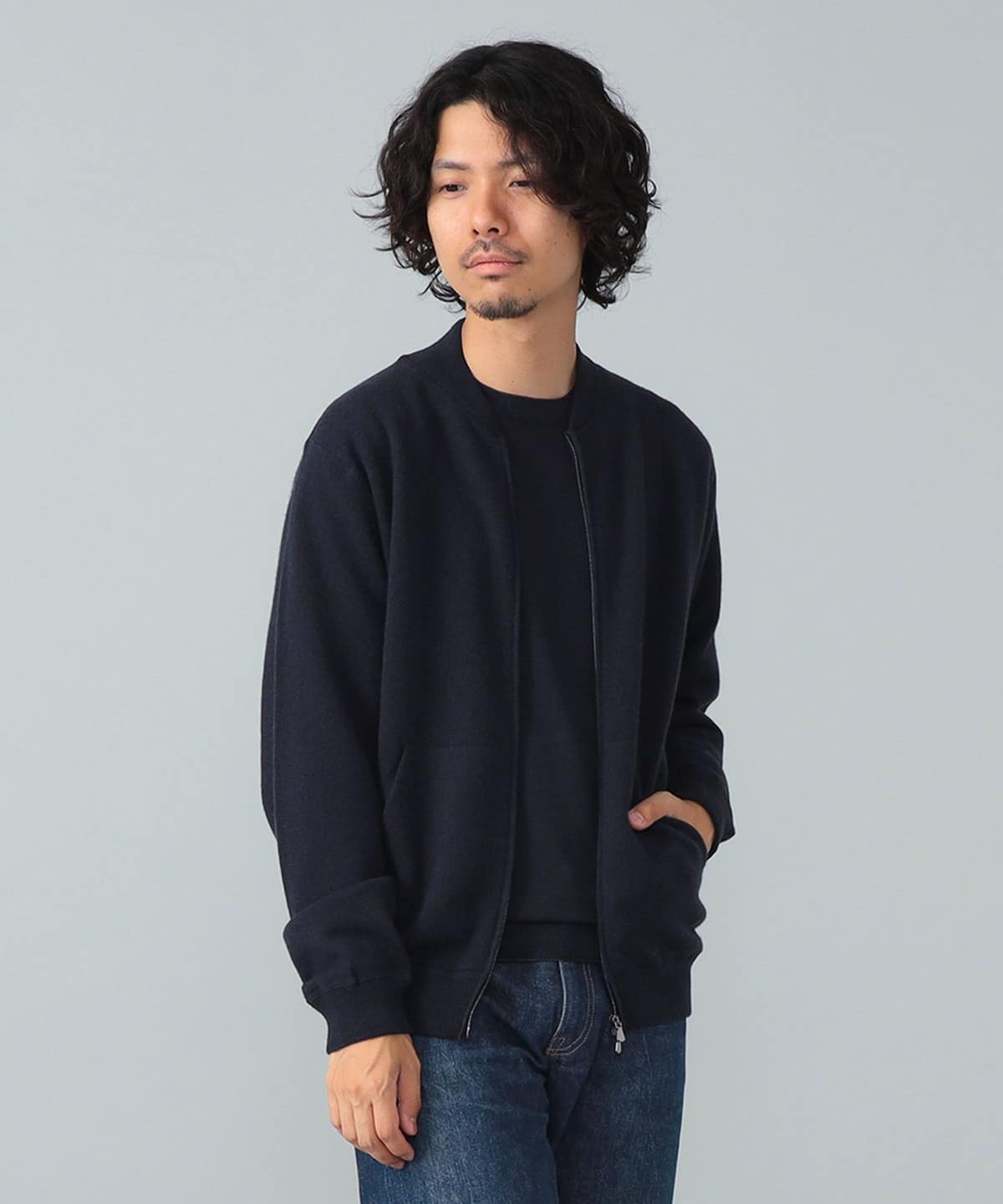 FILIPPO DE LAURENTIIS フィリッポ デ ローレンティス / 12ゲージ ウールカシミヤ ソリッド ジップアップニット トップス MEN NAVY/891 50 FILIPPO DE LAURENTIIS フィリッポ デ ローレンティス / 12ゲージ ウールカシミヤ ソリッド ジップアップニット トップス MEN NAVY/891 50