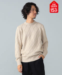 【+15%ポイントUP】FILIPPO DE LAURENTIIS / 5ゲージ ウール ジャカード アーガイルニット