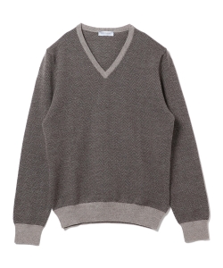 ▲GRAN SASSO / ウール ヘリンボーン Vネックニット◎