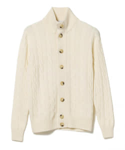 ▲FILIPPO DE LAURENTIIS / 別注 ウールカシミヤ ケーブル スタンドカラー カーディガン