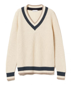 ▲GRAN SASSO / 別注 リネンコットン チルデン Vネックニット