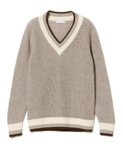 ▲GRAN SASSO / 別注 リネンコットン チルデン Vネックニット