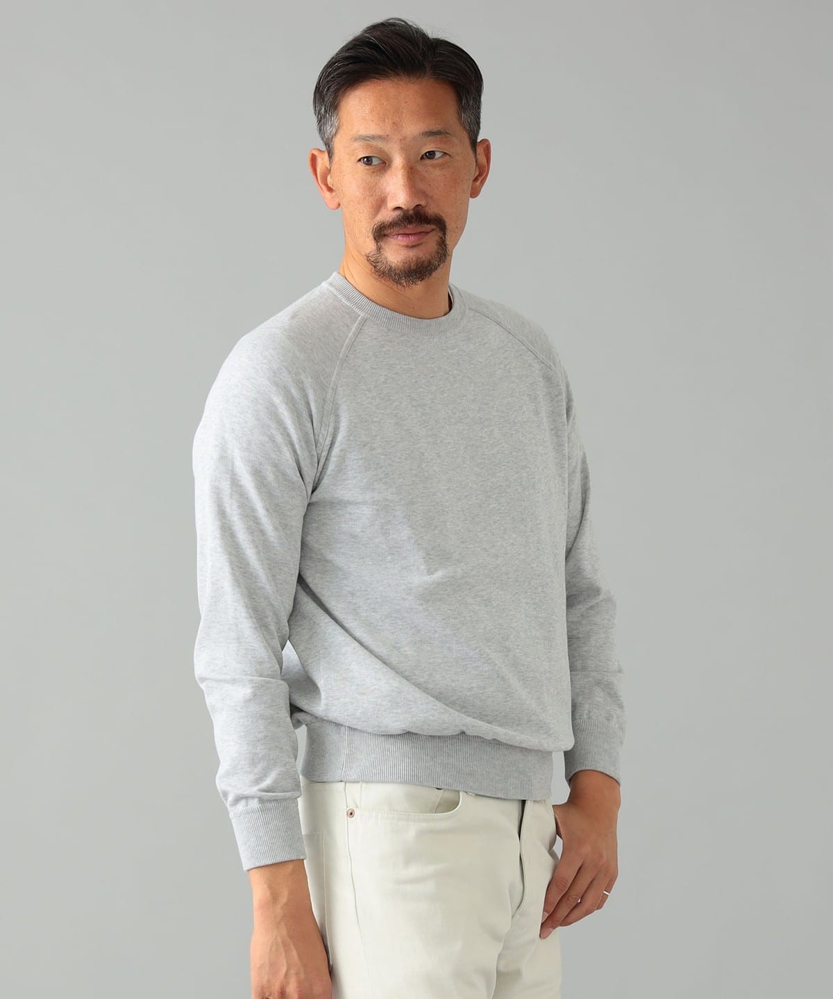 FILIPPO DE LAURENTIIS フィリッポ デ ローレンティス / ラグランスリーブ クルーネック ニット トップス MEN LT. GREY/928 50 FILIPPO DE LAURENTIIS フィリッポ デ ローレンティス / ラグランスリーブ クルーネック ニット トップス MEN LT. GREY/928 50