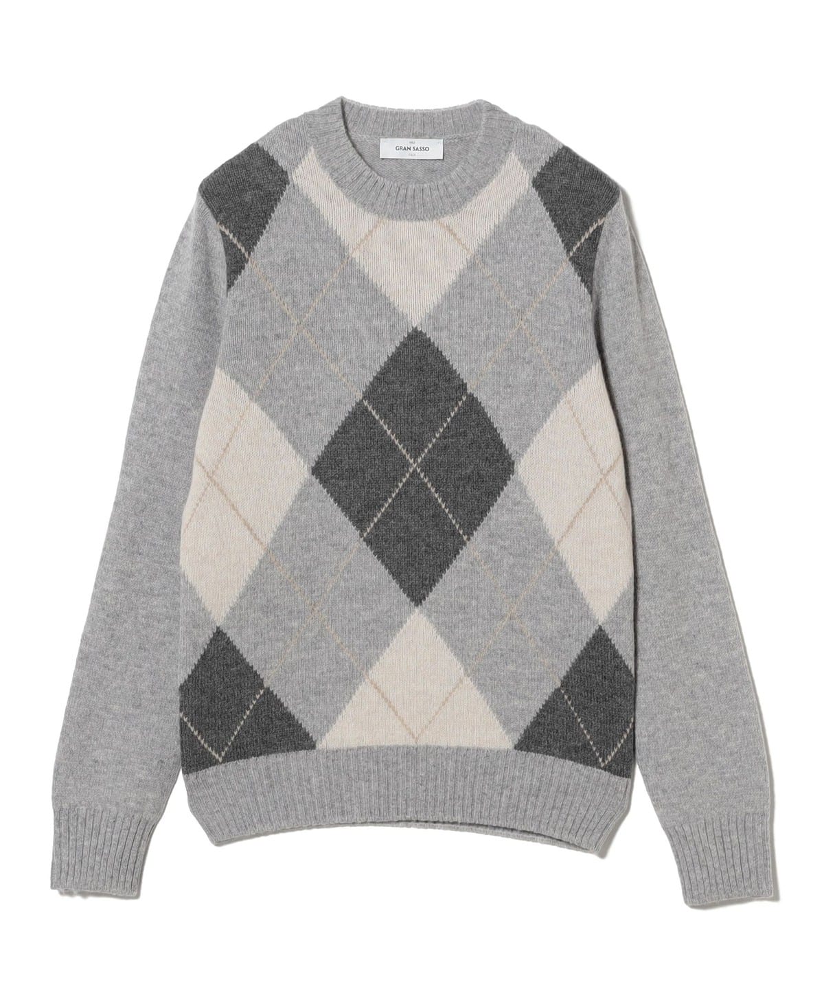 GRAN SASSO グランサッソ / ウール アーガイル ニット トップス MEN GREY 50 GRAN SASSO グランサッソ / ウール アーガイル ニット トップス MEN GREY 50