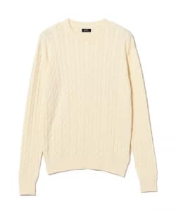 コットンカシミヤ ケーブル クルーネックニット