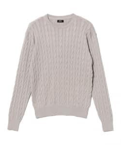 コットンカシミヤ ケーブル クルーネックニット
