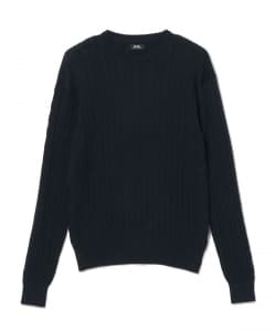 コットンカシミヤ ケーブル クルーネックニット