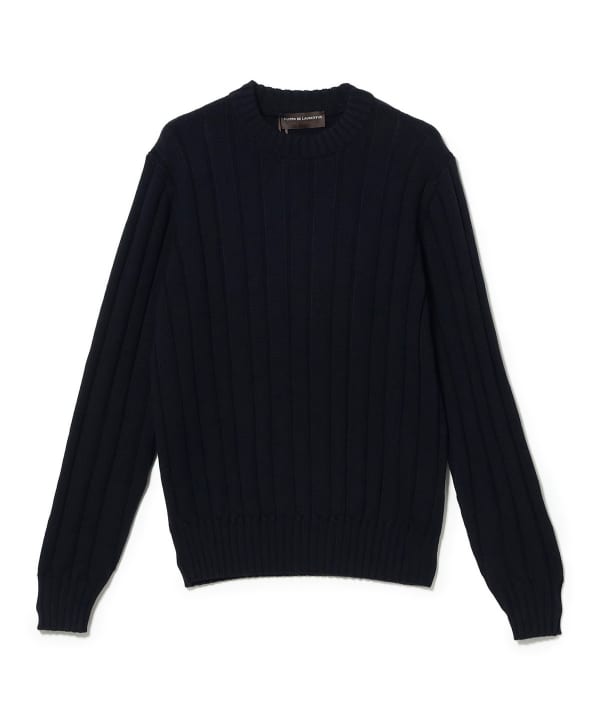 FILIPPO DE LAURENTIIS / ウール 7ゲージ パネルリブ クルーネックニット