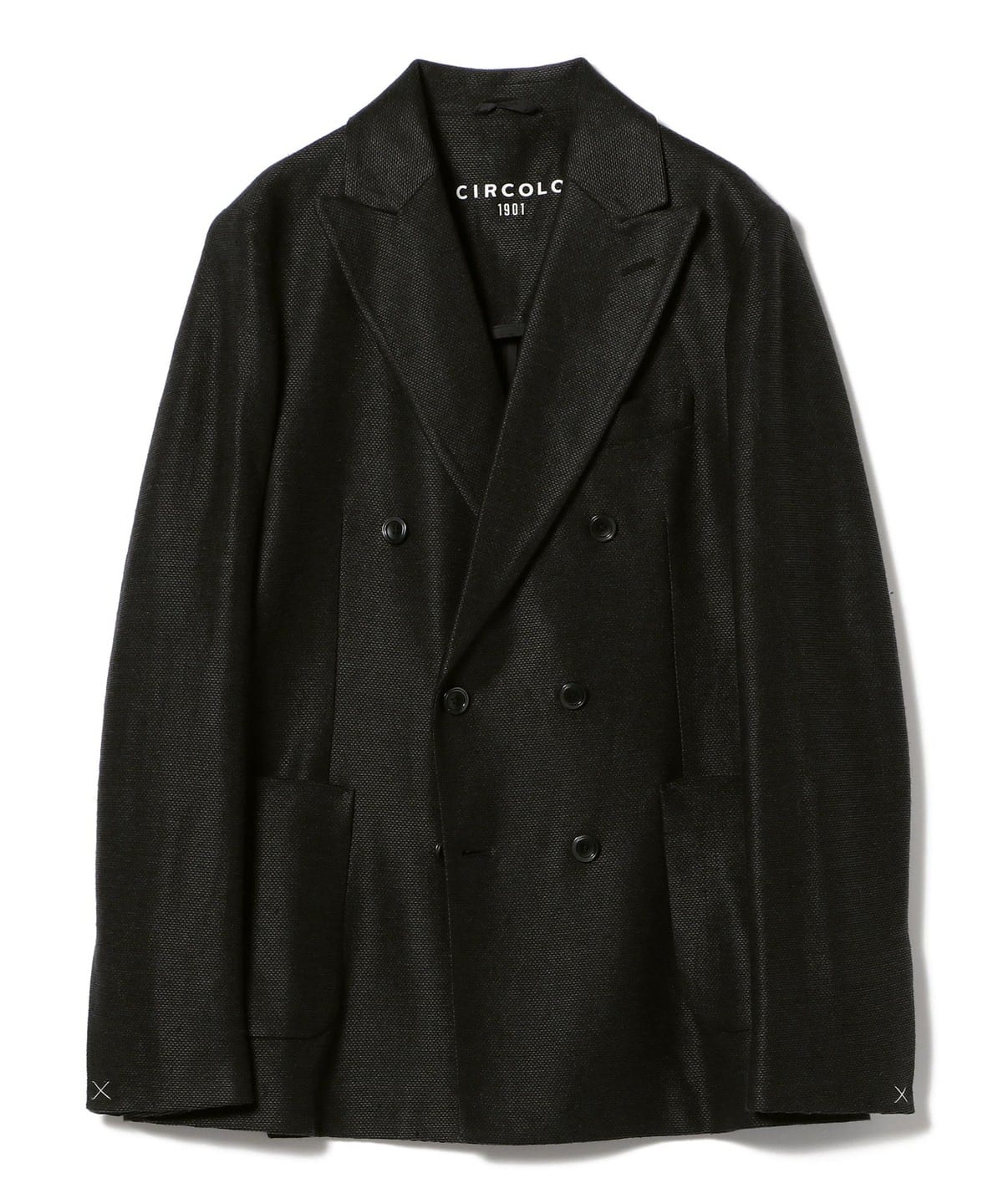CIRCOLO1901 ジャージージャケット リネン ブラック ダブル 48ファッション