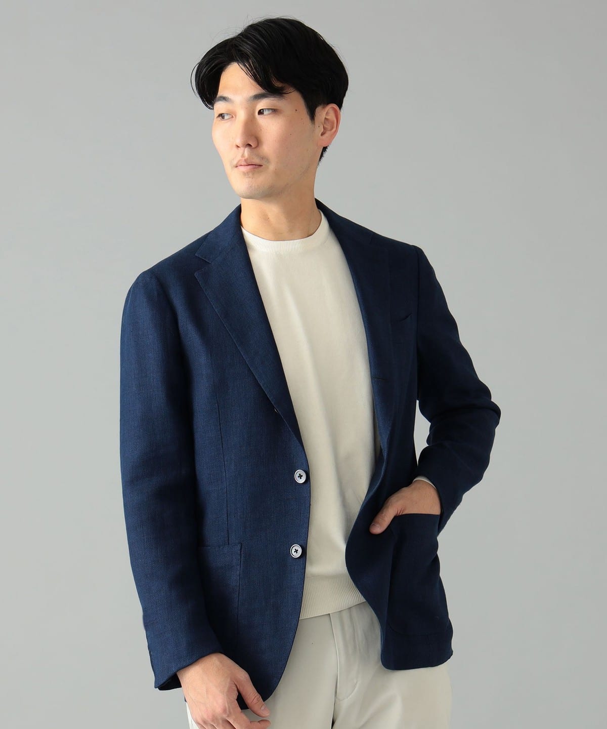 テーラードジャケットZARA MANナチュラルファブリックリネン混 ...