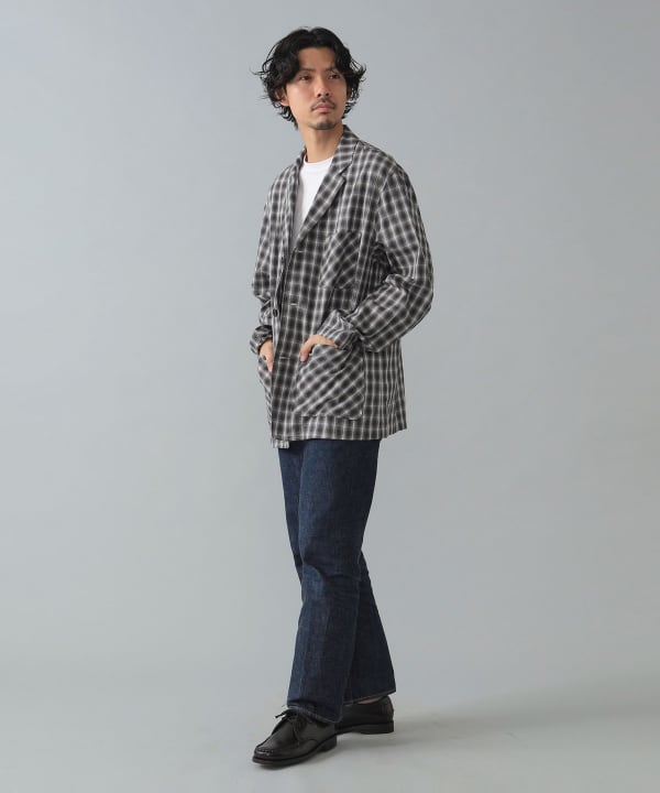 美品　45R コットンリネン　チェック　ジャケット 45R商品検索シャツジャケット(並び順：新着順)｜45R