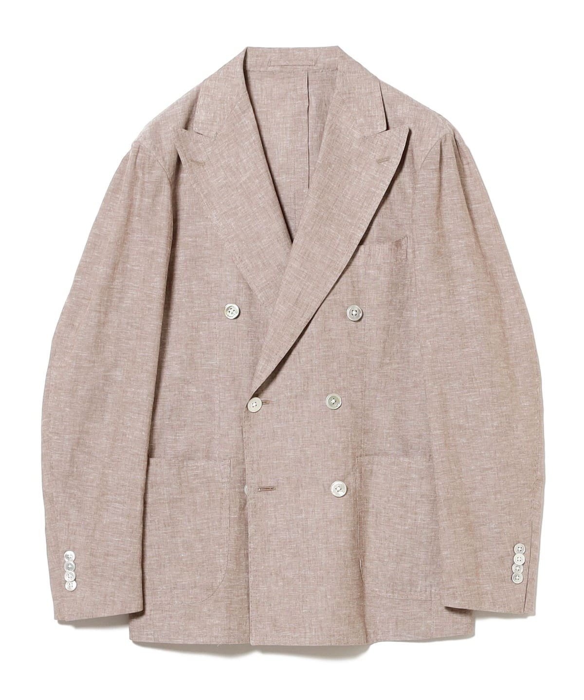 リネンコットン ベージュ ダブルブレスト ライトジャケット ジャケット MEN BEIGE/16 46 リネンコットン ベージュ ダブルブレスト ライトジャケット ジャケット MEN BEIGE/16 46