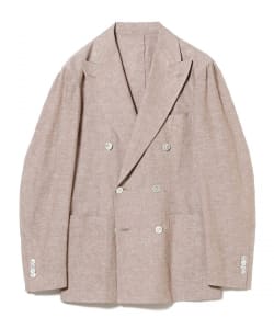 リネンコットン ベージュ ダブルブレスト ライトジャケット