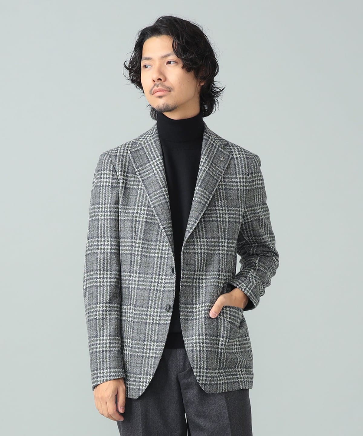 【別注】TAGLIATORE タリアトーレ / COSTA AZZURRA ミックスファブリック チェックジャケット ジャケット MEN GREY/V3304 50 【別注】TAGLIATORE タリアトーレ / COSTA AZZURRA ミックスファブリック チェックジャケット ジャケット MEN GREY/V3304 50