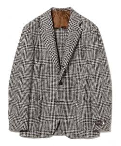 FERLA MIXED FABRIC GLEN CHECK JACKET