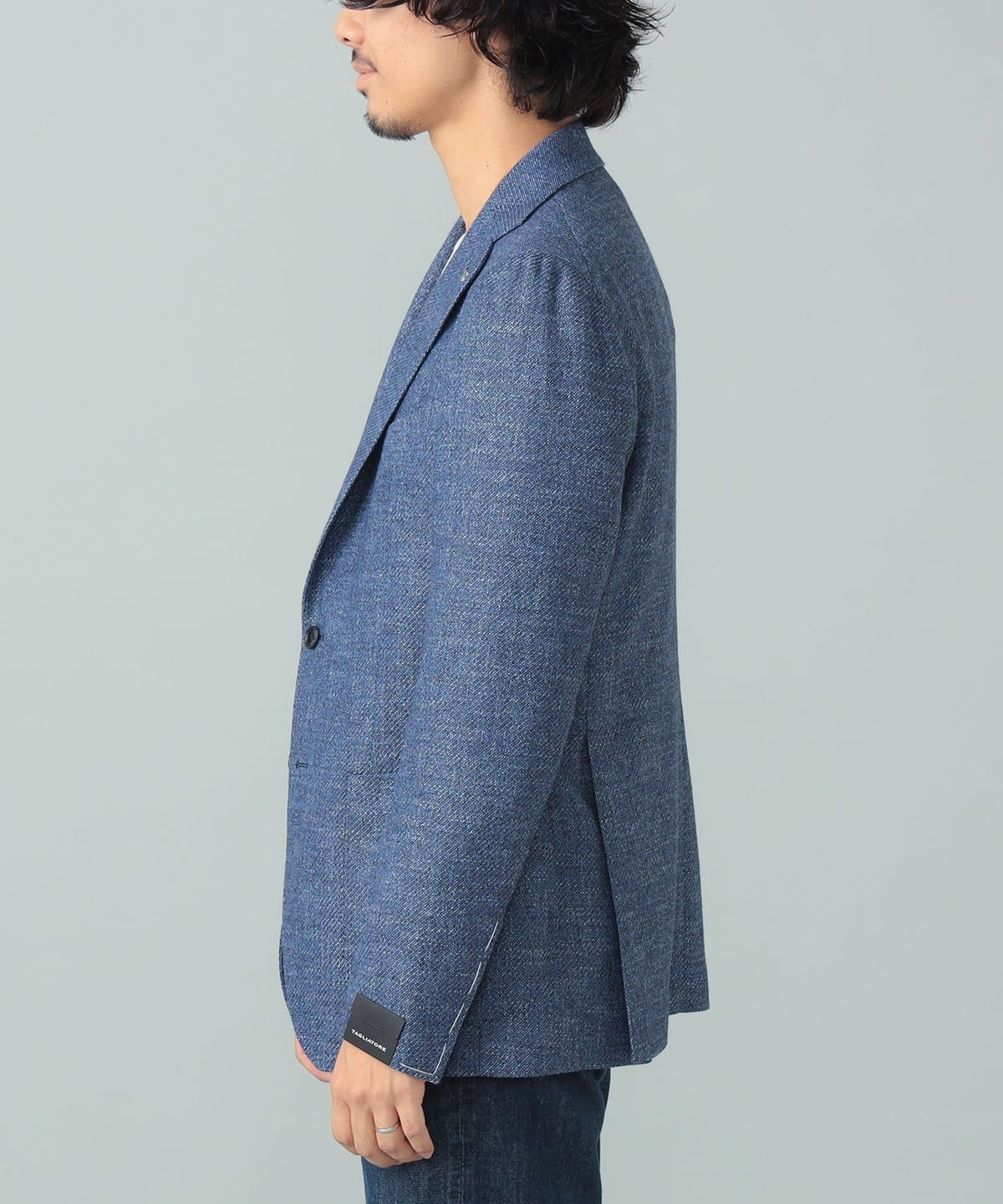 <美品>ブリッラペルイルグスト ブルー ウール シルク リネン ジャケット44 Brilla per il gusto（ブリッラ ペル イル グスト）CERRUTI ウール