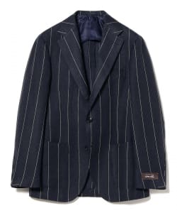 FERLA ミックスファブリック ネイビーストライプ ジャケット
