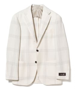 FERLA ミックスファブリック ホワイト チェック ジャケット