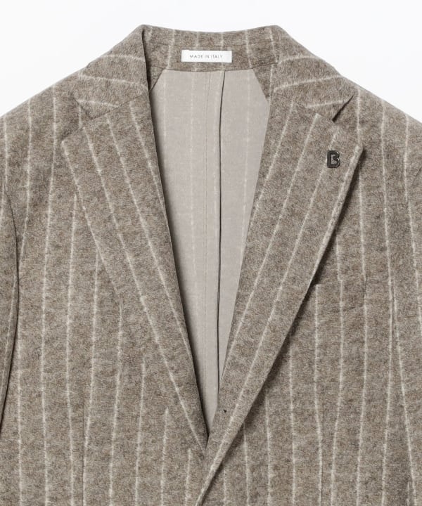 [Special order] BRERAS / Mixed Fabric Beige Stripe Jacket