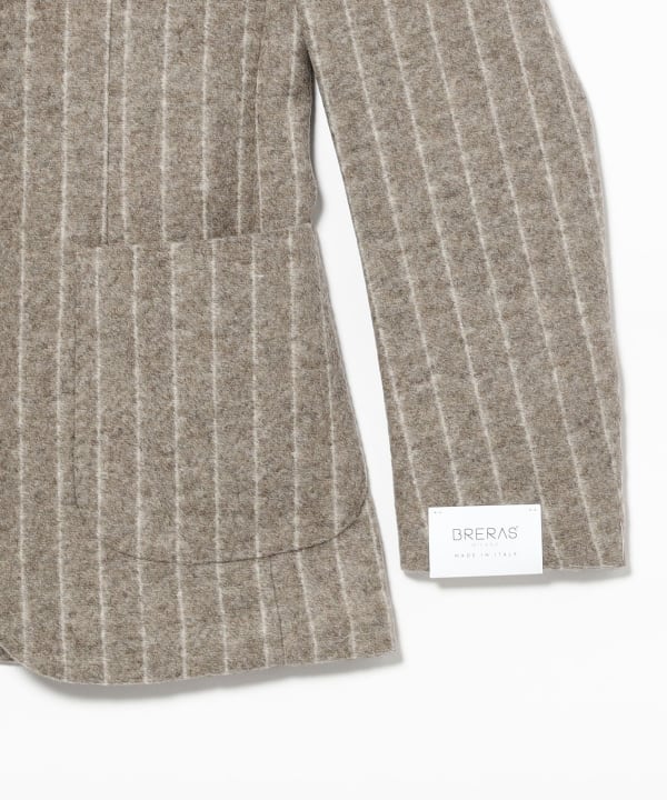 [Special order] BRERAS / Mixed Fabric Beige Stripe Jacket