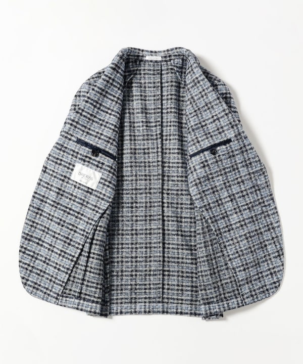 [Special order] BRERAS / Mixed Fabric Blue Check Jacket