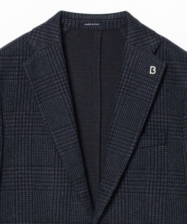[Special order] BRERAS / Mixed Fabric Navy Glen Check Jacket