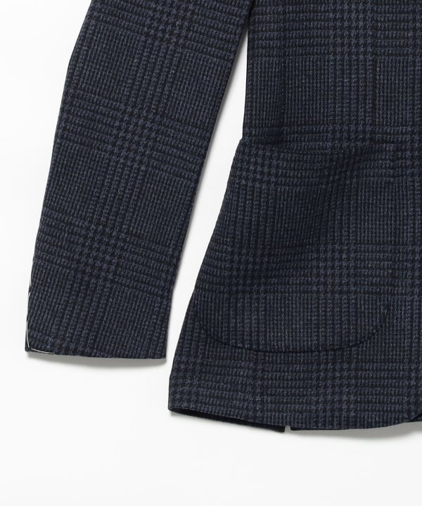 [Special order] BRERAS / Mixed Fabric Navy Glen Check Jacket