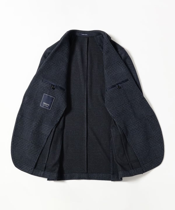 [Special order] BRERAS / Mixed Fabric Navy Glen Check Jacket
