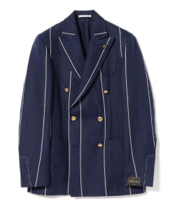 ▲GABRIELE PASINI / JET SET リネン ワイドストライプ 6ボタンダブルジャケット