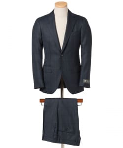 DORMEUIL ウール ネイビー グレンチェック柄 スーツ