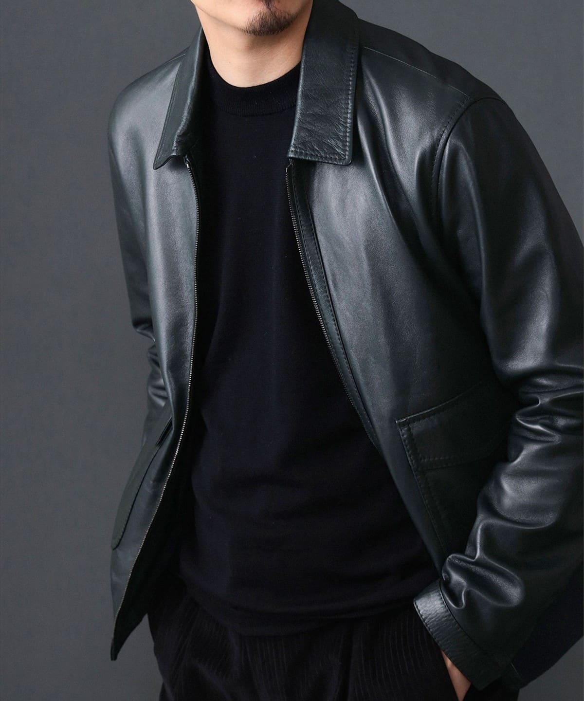 【別注】ALTACRUNA / レザー ボンバージャケット ブルゾン MEN GREEV/ 46 【別注】ALTACRUNA / レザー ボンバージャケット ブルゾン MEN GREEV/ 46
